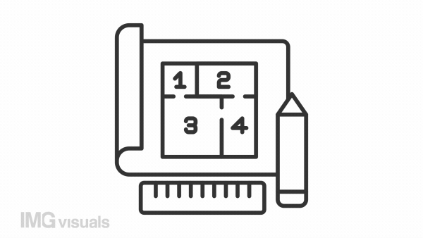 Floor plan linear animation. Apartment project. Technical drawing. Construction document. Building scheme. Seamless loop HD video with alpha channel on transparent background. Animated outline icon