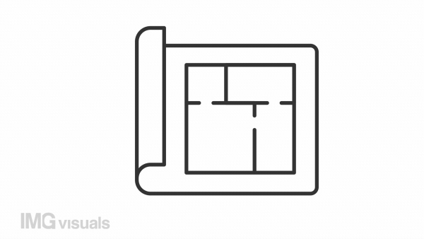 Number of rooms linear animation. Family house plan. Construction process. Architectural drawing. Seamless loop HD video with alpha channel on transparent background. Animated outline icon