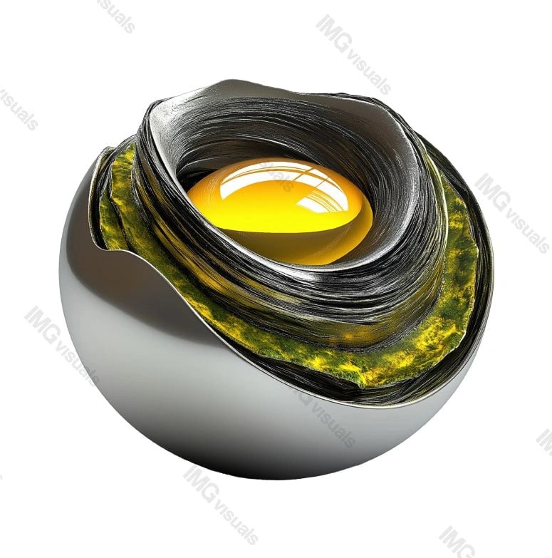 Abstract mechanical eye with metallic layers transparent image, ai generated. Robotic aesthetics isolated cutout 3d render. Scifi innovation. Cybernetic enhancement cut out clipart design element png