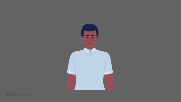 Animated scanning man face system. Employee attendance monitoring. Face recognition. Flat character animation white background with alpha channel transparency. Color cartoon style 4K video footage
