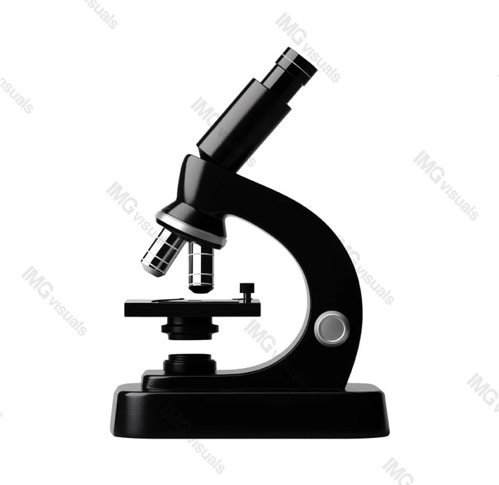 Black modern microscope image isolated transparent, ai generated. Medical technology. Clinical diagnostics. Sample analysis lab equipment cut out photo png. Optical instrument cutout photography
