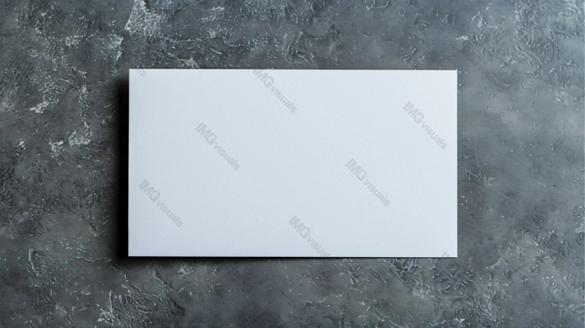 Blank white business card mockup lies flat on dark grey textured surface, ai generated. Showcasing design businesscard template advertising image. Stationary mock up product photorealistic