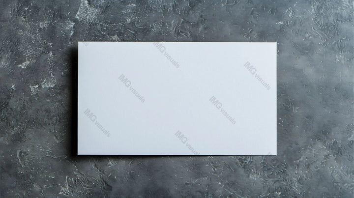Blank white business card mockup lies flat on dark grey textured surface, ai generated. Showcasing design businesscard template advertising image. Stationary mock up product photorealistic