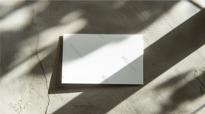 Blank white business card mockup on rough cracked surface with shadows, ai generated. Businesscard template advertising image. Perfect for showcasing text, designs. Stationary mock up photorealistic