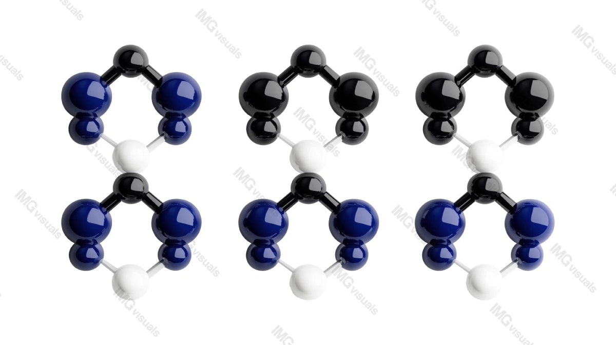 Complex atomic structures and chemical bonding transparent image set, ai generated. Atoms molecules isolated cutouts 3d render. Biotech physics cut outs cliparts design elements png collection
