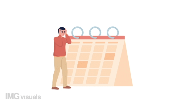 Animated deadline anxiety concept. Looped 2D cartoon flat character on white with alpha channel transparency for web design. HD video footage. Overload employee. Work stress creative idea animation