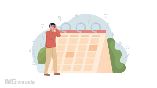 Animated isolated deadline anxiety. Looped flat 2D character HD video footage. Panic on work colorful animation on white background with alpha channel transparency for website, social media