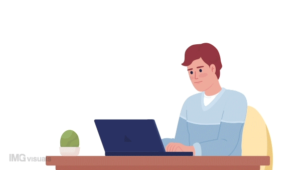Animated using AI content generator. Blogger applying artificial intelligence. 2D cartoon flat character 4K video footage on white with alpha channel transparency. Concept animation for web design