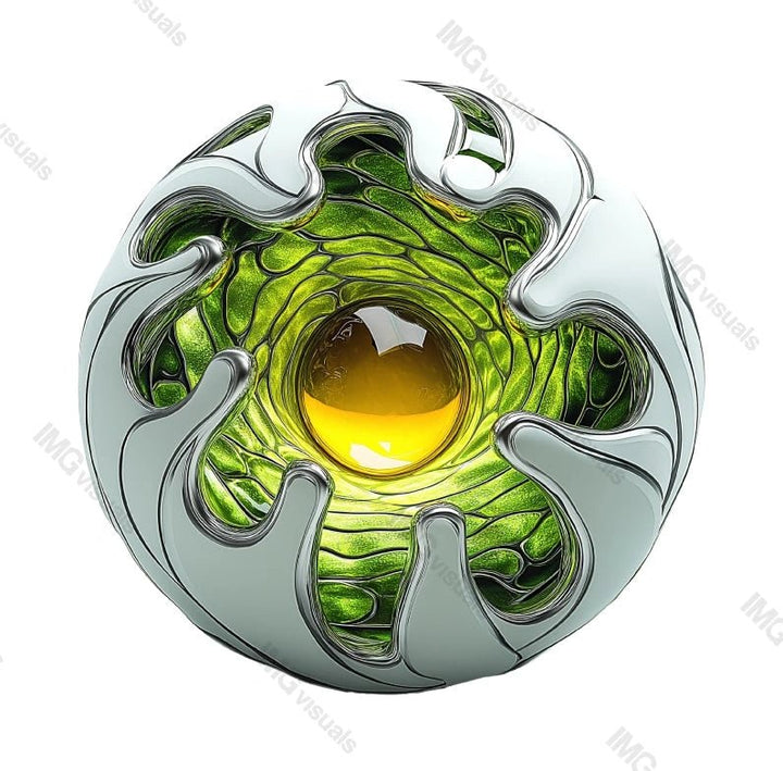 Futuristic biomechanical eye with organic design transparent image, ai generated. Surreal cybernetics isolated cutout 3d render. Scifi mechanical structure cut out clipart design element png