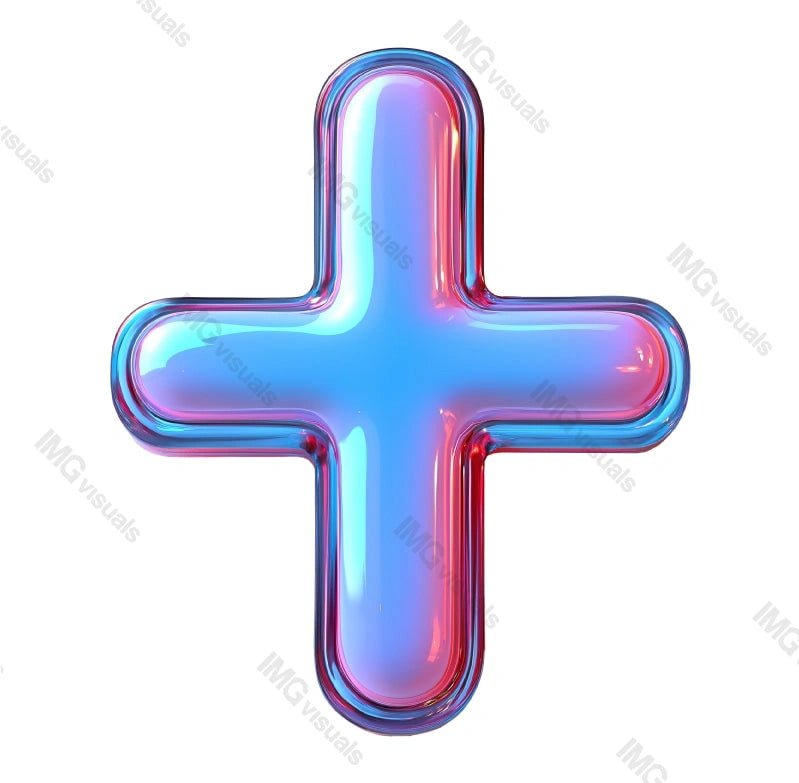 Glossy blue and red plus symbol transparent image, ai generated. Modern healthcare. High-tech. First aid emergency sign isolated cutout 3d render. Medical logo cut out clipart design element png