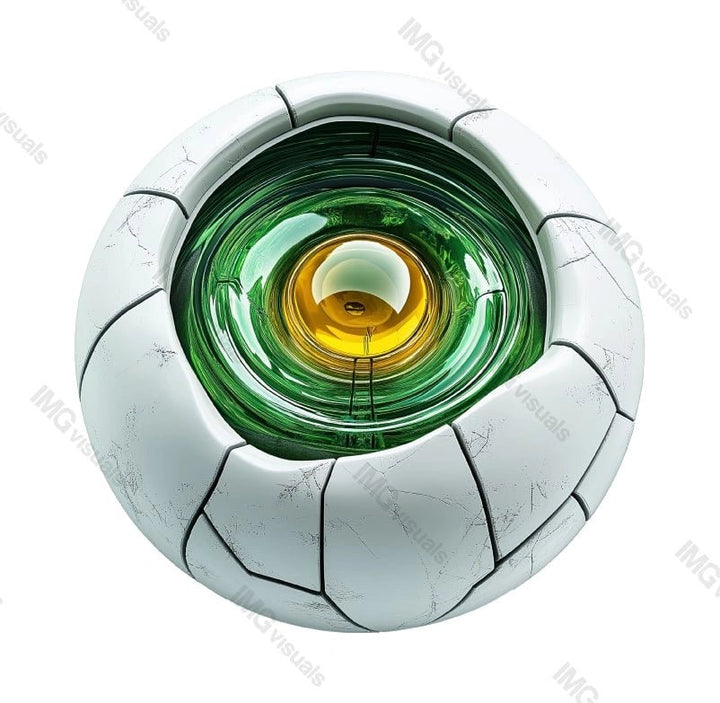 High-tech artificial eye with glowing iris transparent image, ai generated. Synthetic vision. Futuristic technology isolated cutout 3d render. Robotic component cut out clipart design element png