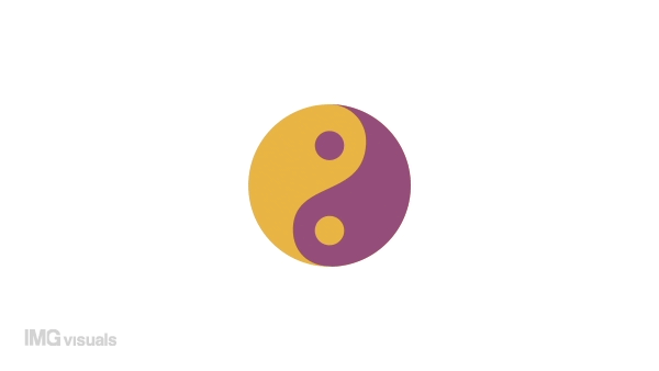Animated yin yang symbol indicator. Opposite energies. 4K video footage with alpha channel transparency. Website preloader. Download, upload progress. Simple loading icon animation for web UI design