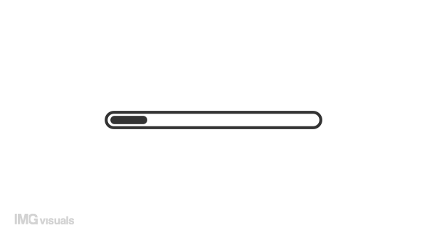 Animated line progress bar loader. Status. Simple black and white loading icon. 4K video footage with alpha channel transparency. Wait-animation progress indicator for web UI design