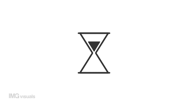 Animated sand timer loader. Sandglass watch. Simple black and white loading icon. 4K video footage with alpha channel transparency. Wait-animation progress indicator for web UI design