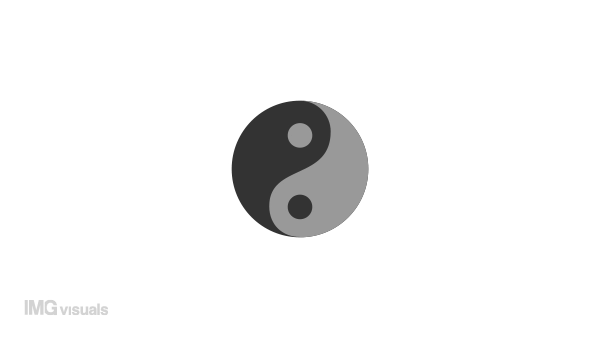 Animated yin yang symbol loader. Opposite energies. Simple black and white loading icon. 4K video footage with alpha channel transparency. Wait-animation progress indicator for web UI design