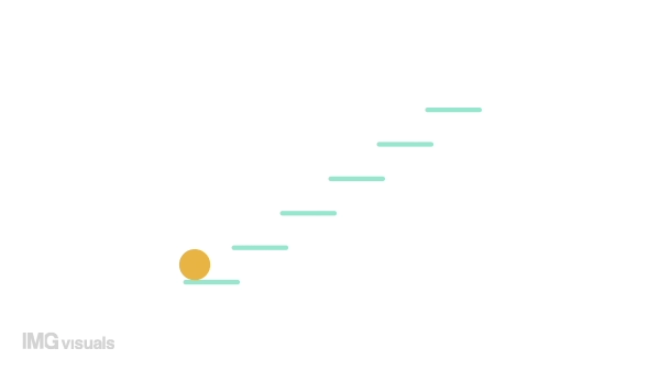 Animated climbing ladder preloader. Bouncing ball. Waiting process. 4K video footage with alpha channel transparency. Website loader. Colorful loading progress icon animation for web UI design