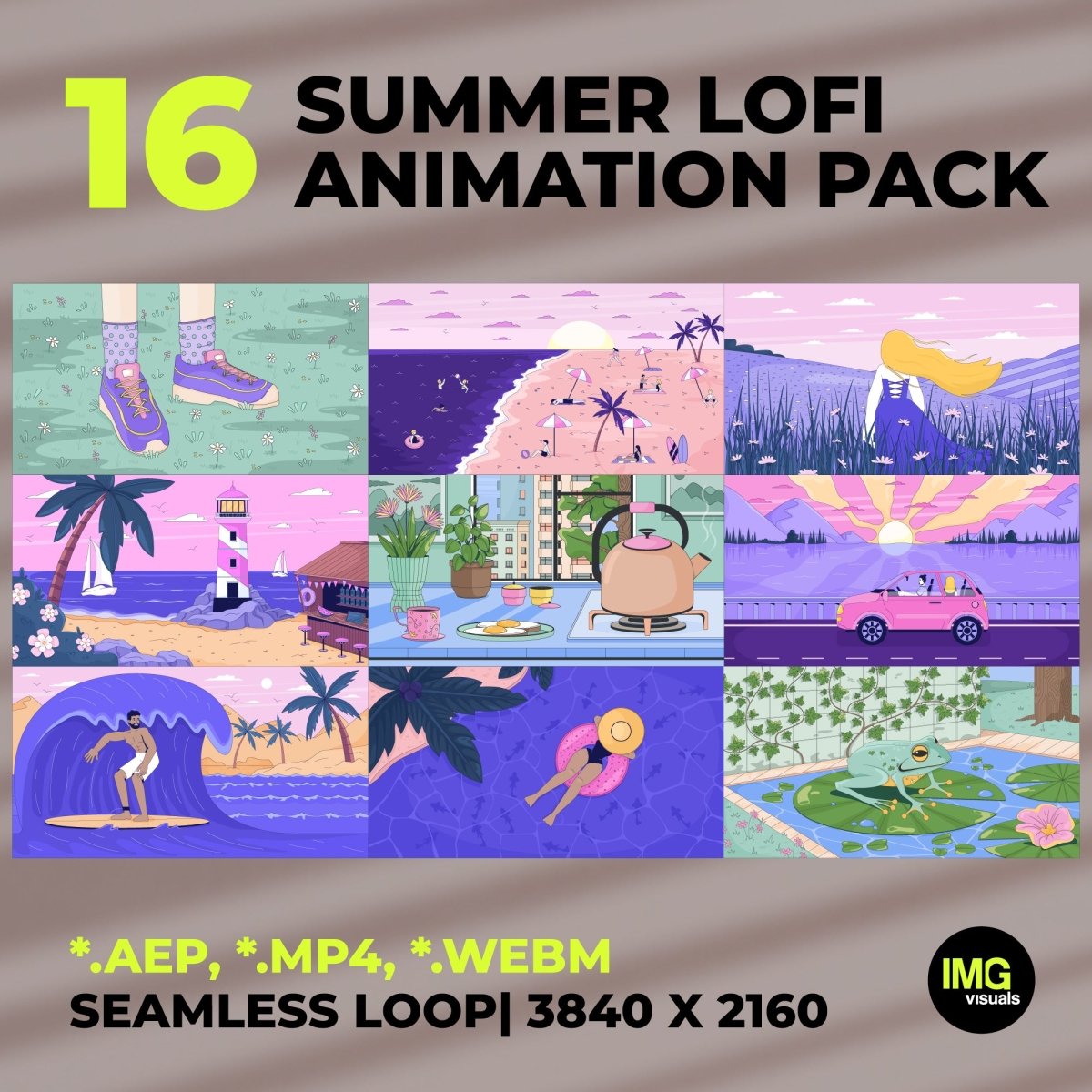 Add a relaxing, cozy aesthetic to your digital content with this animated lofi backgrounds. Designed for TikTok & Instagram reel creators, Twitch streamers, web designers and Lo-Fi music artists, it’s perfect for giving your gaming room, channel, or live stream a unique and nostalgia vibes.
🌀 Seamless Loop Animations
 These videos loops smoothly with no cuts or jumps – ideal for extended use in ambience videos, livestreams, or continuous background visuals.