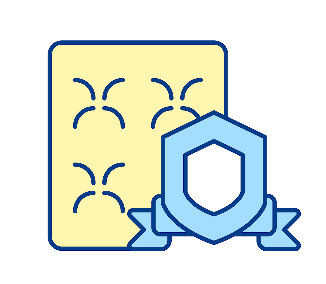 Mattress store icon set. Prepayment.
