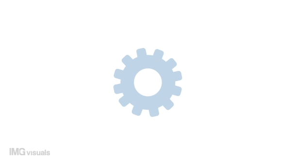 Animated mechanical gear rotation. Machine component. Toothed wheel. Flat cartoon style icon 4K video footage. Color isolated object animation on white background with alpha channel transparency