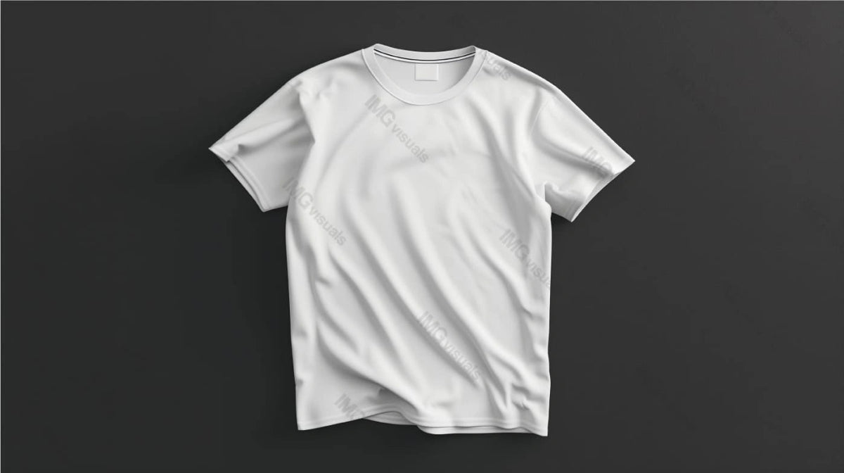 Neatly displayed white t-shirt mockup against smooth black background, ai generated. Tshirt soft wrinkles template advertising image. Modern and stylish look. Apparel mock up product photorealistic
