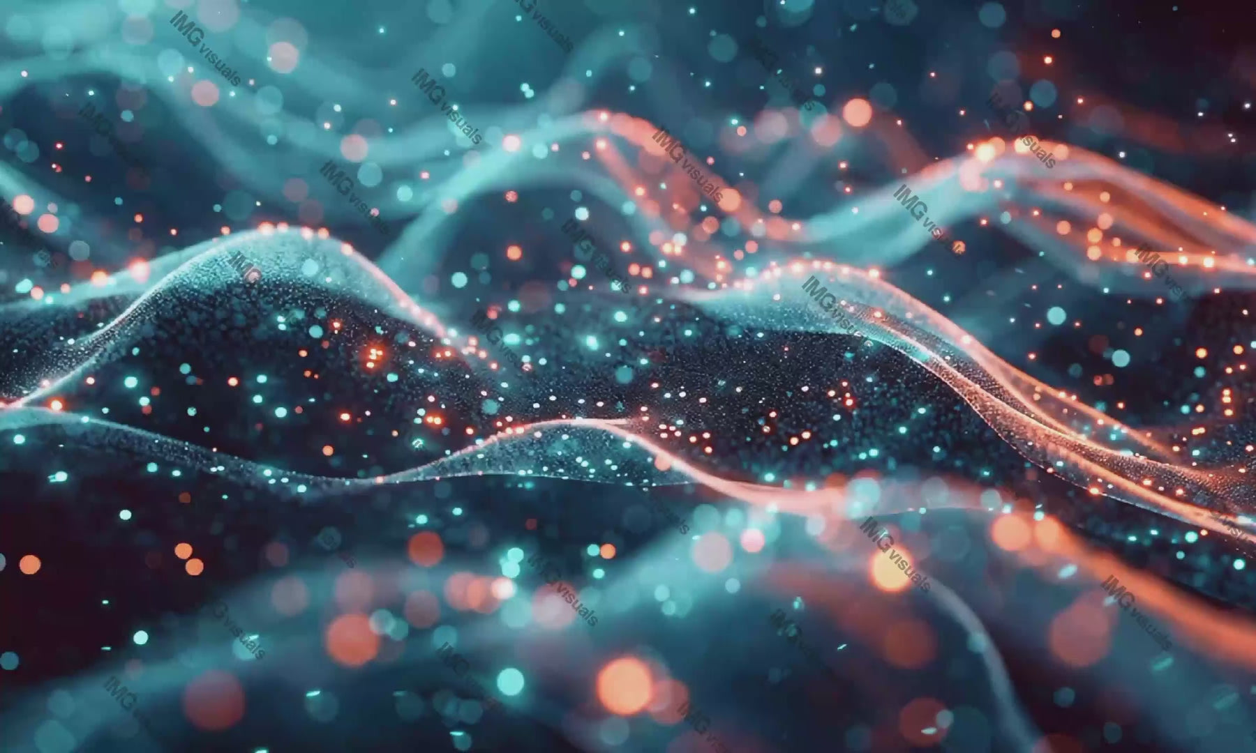 Abstract digital landscape with glowing particles shimmering video animation, ai generated. Flowing energy movement animated footage HD clip seamless motion graphics. Data visualization concept