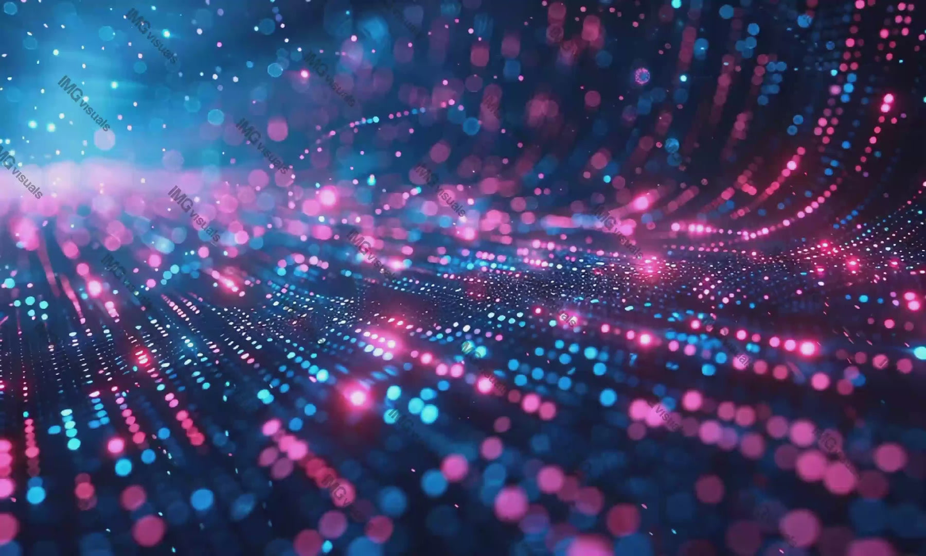 Digital particles of blue and pink dots light video animation, ai generated. Futuristic abstract animated footage HD clip seamless motion graphics. Shimmering bokeh tech. Data visualization concept