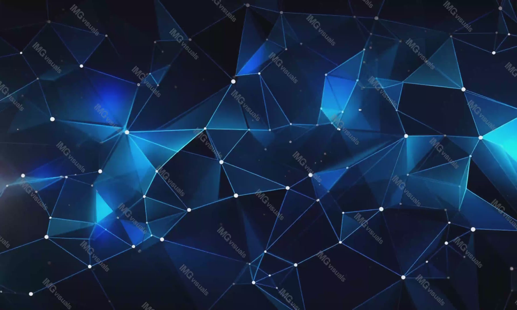 Complex web of blue connectivity nodes polygonal video animation, ai generated. Digital innovation. Poly structure animated footage HD clip seamless motion graphics. Dark blue abstraction concept