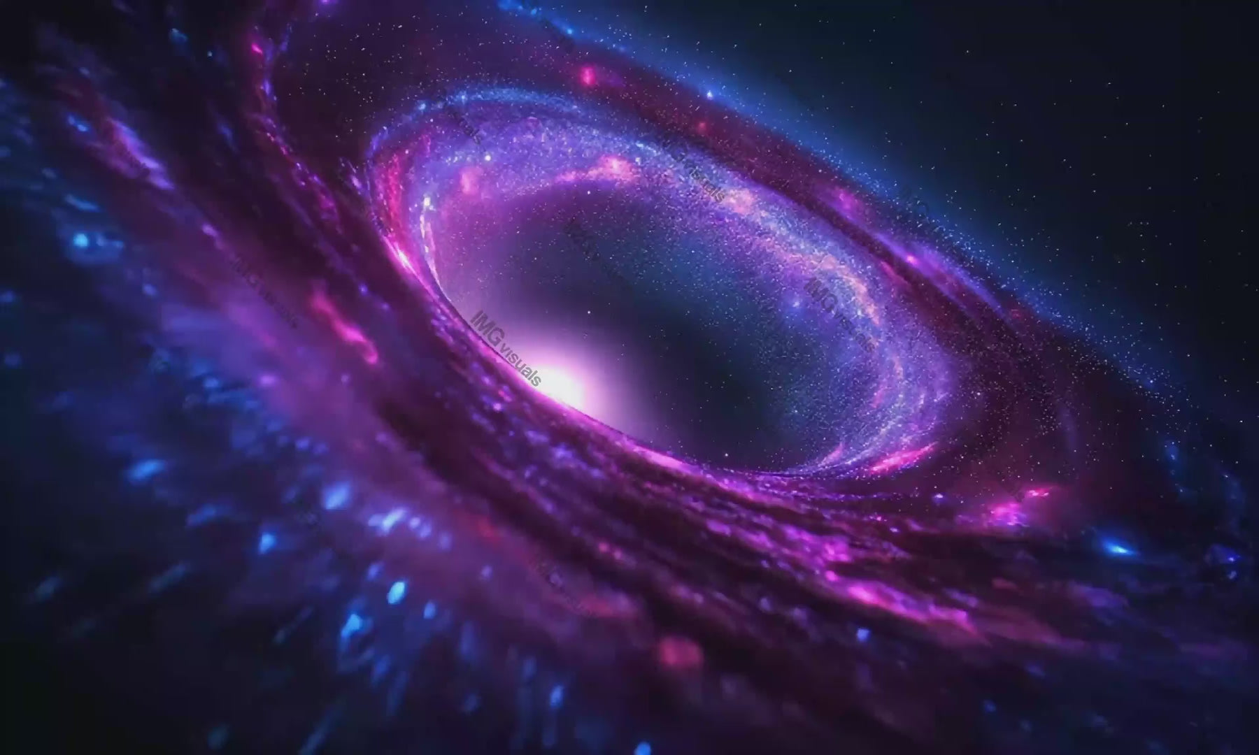 Purple cosmic vortex swirling with glowing light and stardust video animation, ai generated. Ethereal cosmos, luminous center animated footage HD clip seamless motion graphics. Outerspace concept
