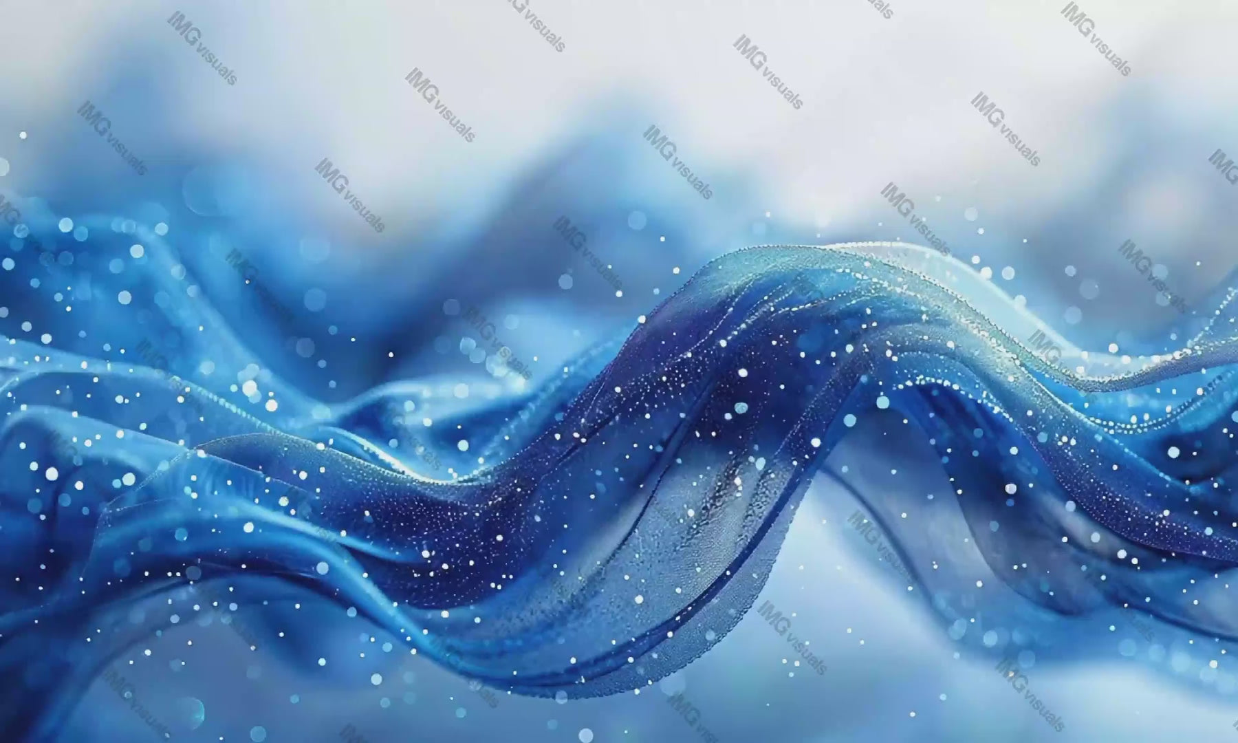 Flowing blue fabric waves with shimmering particles video animation, ai generated. Gentle curves. Soothing and ethereal animated footage HD clip seamless motion graphics. Abstract fluidity concept