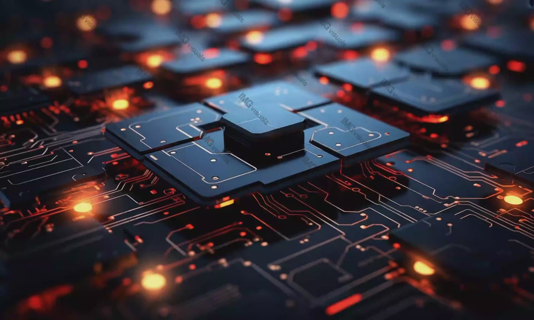 Heartbeat of modern computing video animation, ai generated. Microchip central unit. Bright glowing computing core animated footage HD clip seamless motion graphics. Technology circuits concept