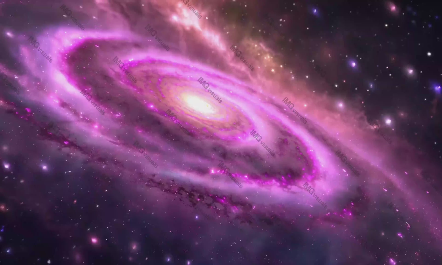 Mesmerizing pink and purple spiral galaxy glowing with radiance video animation, ai generated. Space nebula, cosmic formation animated footage HD clip seamless motion graphics. Outerspace concept