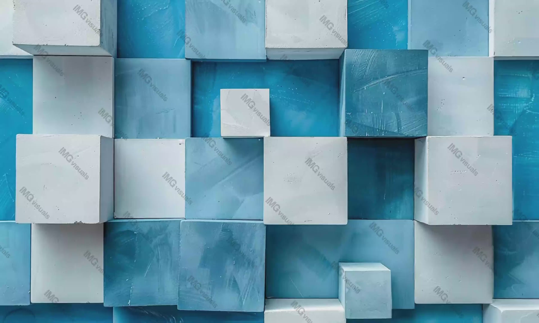 Abstract texture of overlapping cubes in blue shades video animation, ai generated. Dynamic visually intriguing pattern animated footage HD clip seamless motion graphics. Geometric abstraction concept