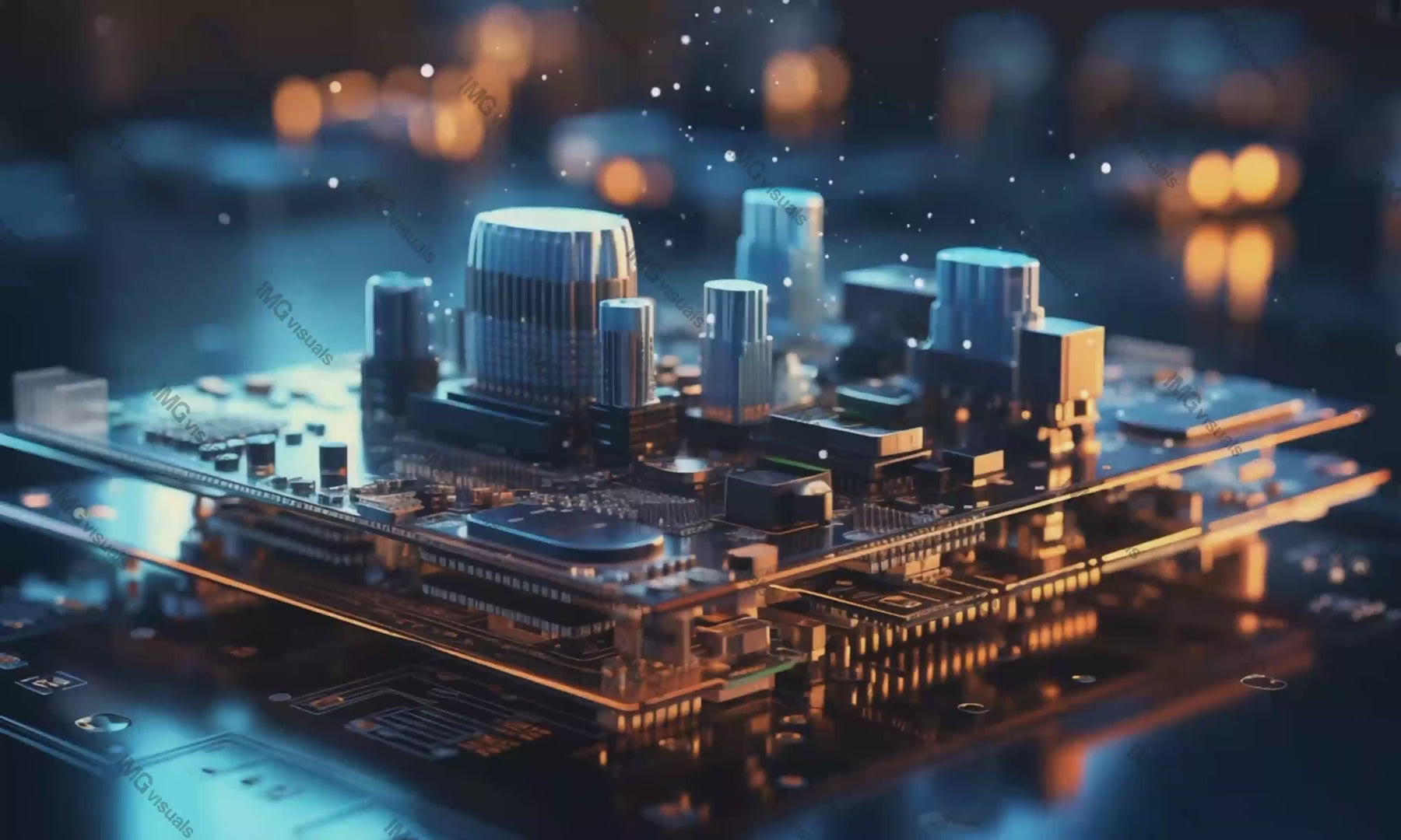 Sophisticated quantum circuit video animation, ai generated. Cutting-edge computational technology. Central processing unit animated footage HD clip seamless motion graphics. Futuristic tech concept