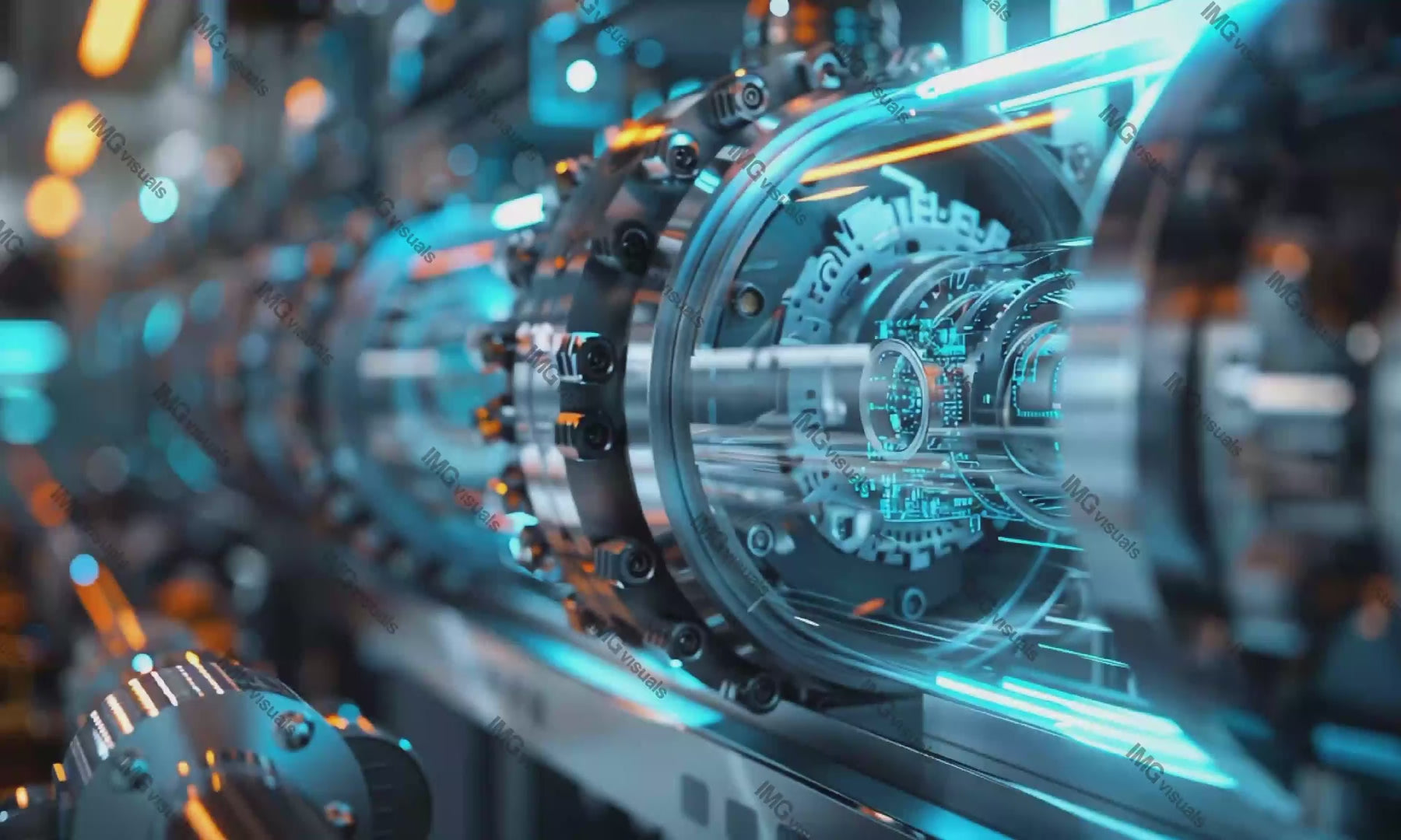 Highly detailed futuristic machinery setup video animation, ai generated. Technologically advanced environment animated footage HD clip motion graphics. Mechanical engineering technology concept