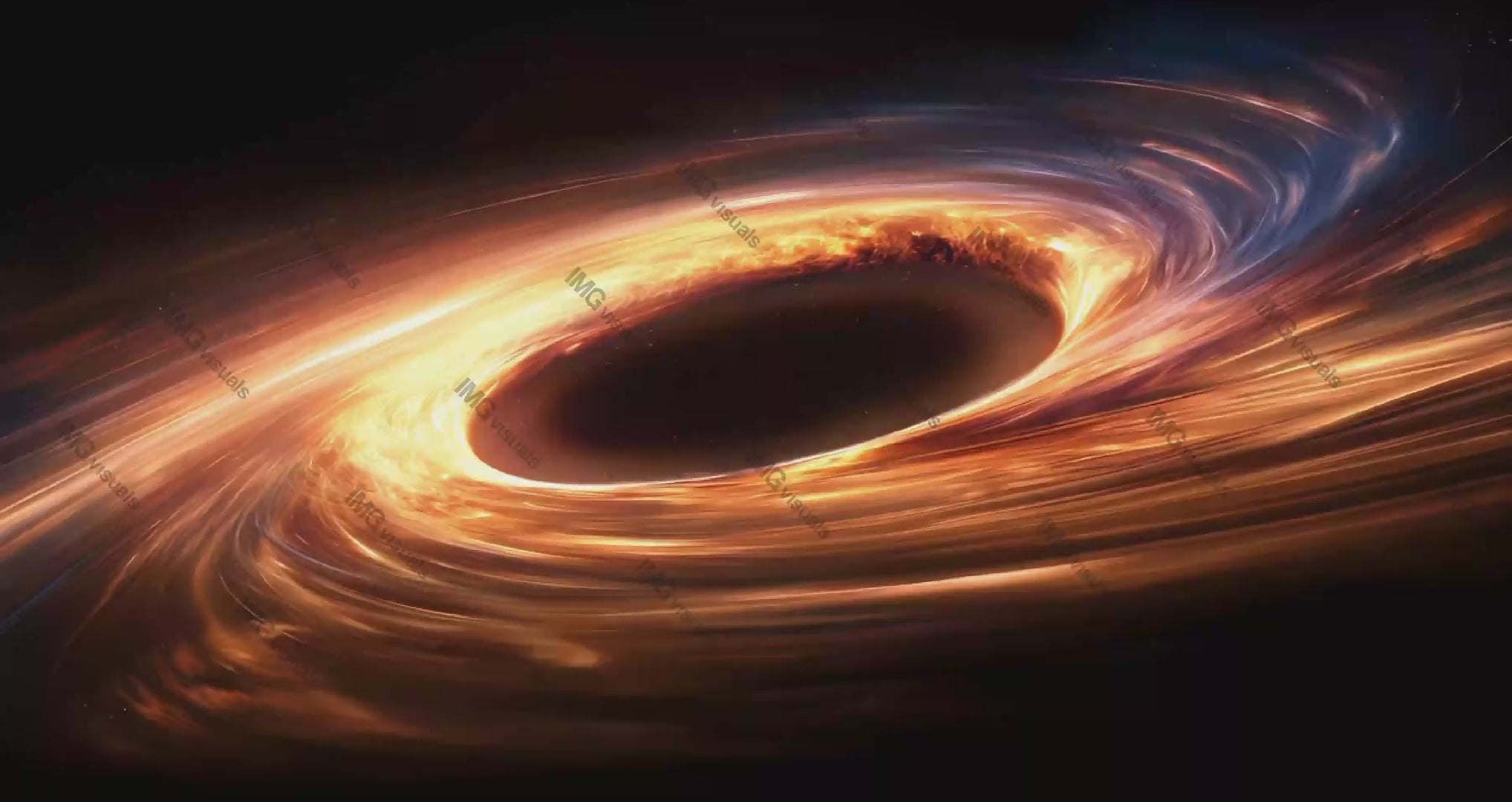 Fiery black hole swirl video animation, ai generated. Immense gravitational pull. Blackhole energy galactic center. Celestial phenomena animated footage HD clip motion graphics. Outerspace concept