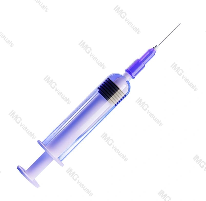 Purple syringe with fine needle image isolated transparent, ai generated. Pharmaceutical tool. Vaccine vaccination injection cut out photo png. Sterile instrument inoculation cutout photography