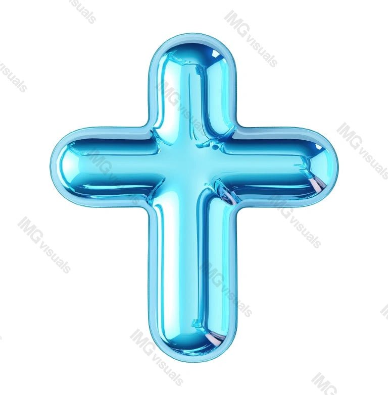 Sleek and modern blue metallic plus symbol transparent image, ai generated. Hospital emblem. First aid emergency sign isolated cutout 3d render. Medical logo cut out clipart design element png