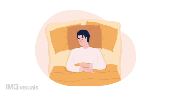 Animated isolated cozy sleeping pose. Looped flat 2D character HD video footage. Relaxed nap colorful animation on white background with alpha channel transparency for website, social media