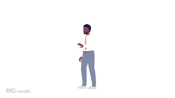 Animated businessman making request. Corporate decision-maker. Man suggesting solution. Flat character animation white background with alpha channel transparency. Color cartoon style 4K video footage