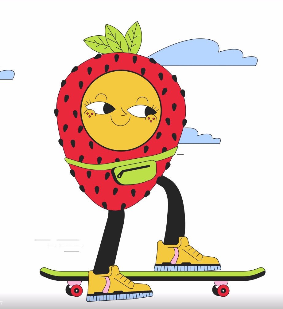 Strawberry - a character on a skateboard