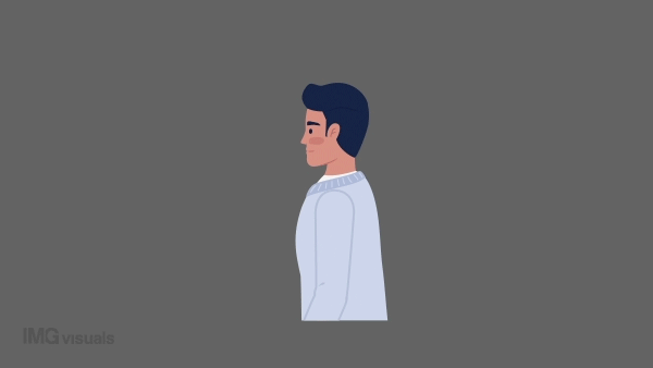 Animated scanning facial features. Identification system for organization staff. Flat character animation white background with alpha channel transparency. Color cartoon style 4K video footage