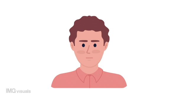 Animated scanning facial features. Computer vision. Matching human face. 2D cartoon flat character 4K video footage on white with alpha channel transparency. Concept animation for web design