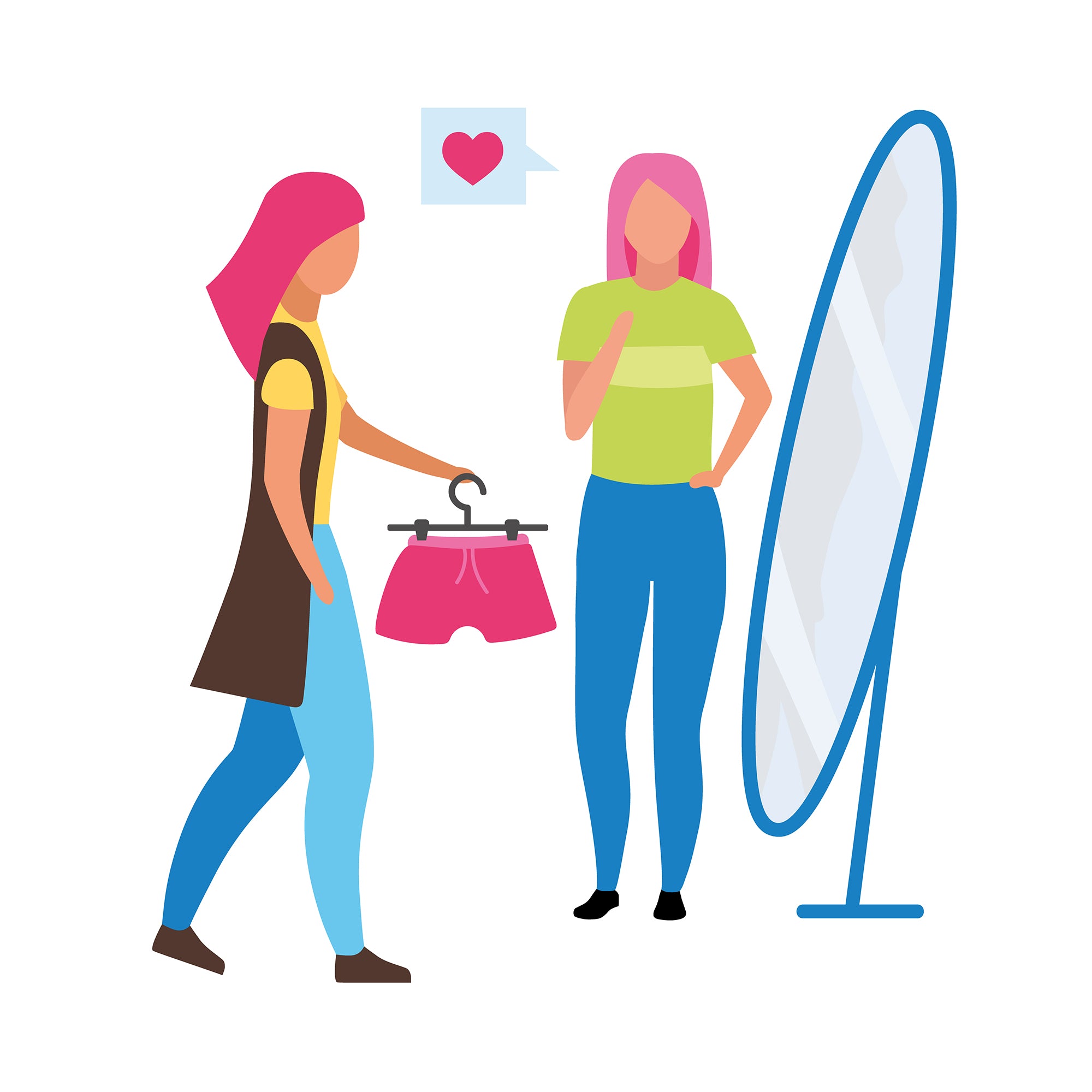 Online and store shopping flat illustrations