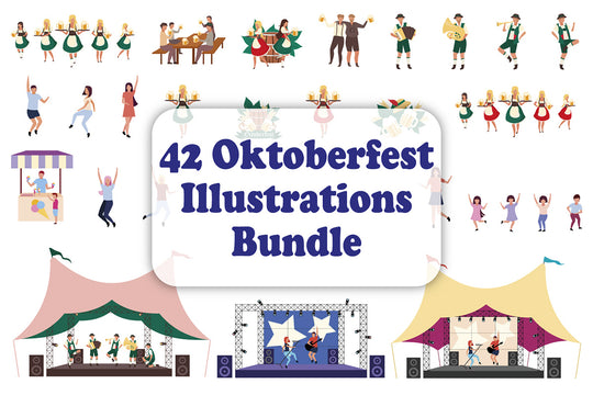 Oktoberfest flat vector illustration bundle
