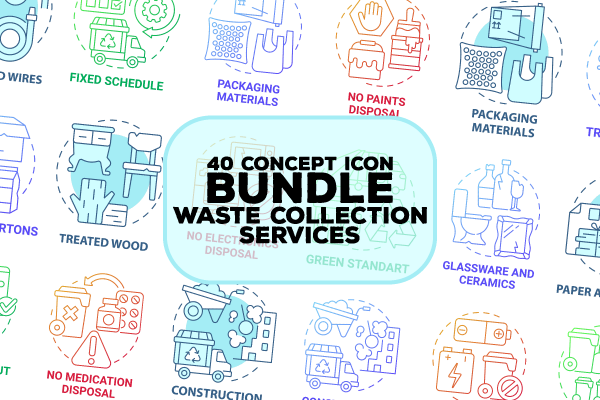 Waste Collection Services Icons Bundle