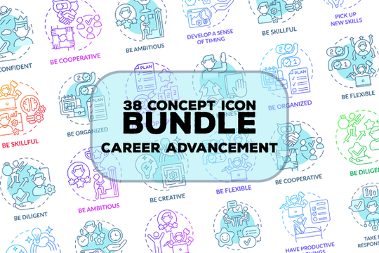 Career advancement concept icons bundle
