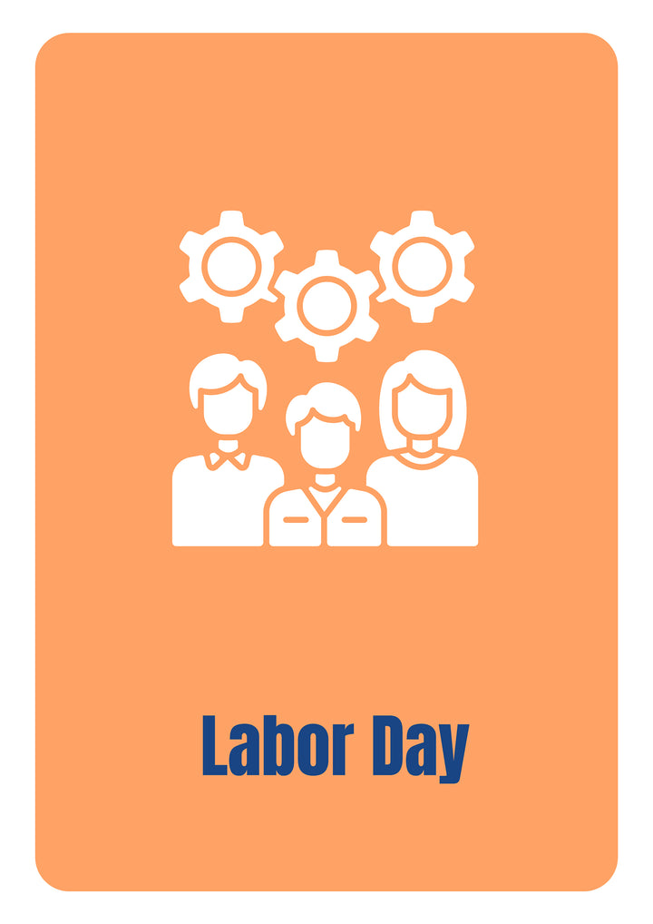 Paying tribute to workers greeting cards with glyph icon element set