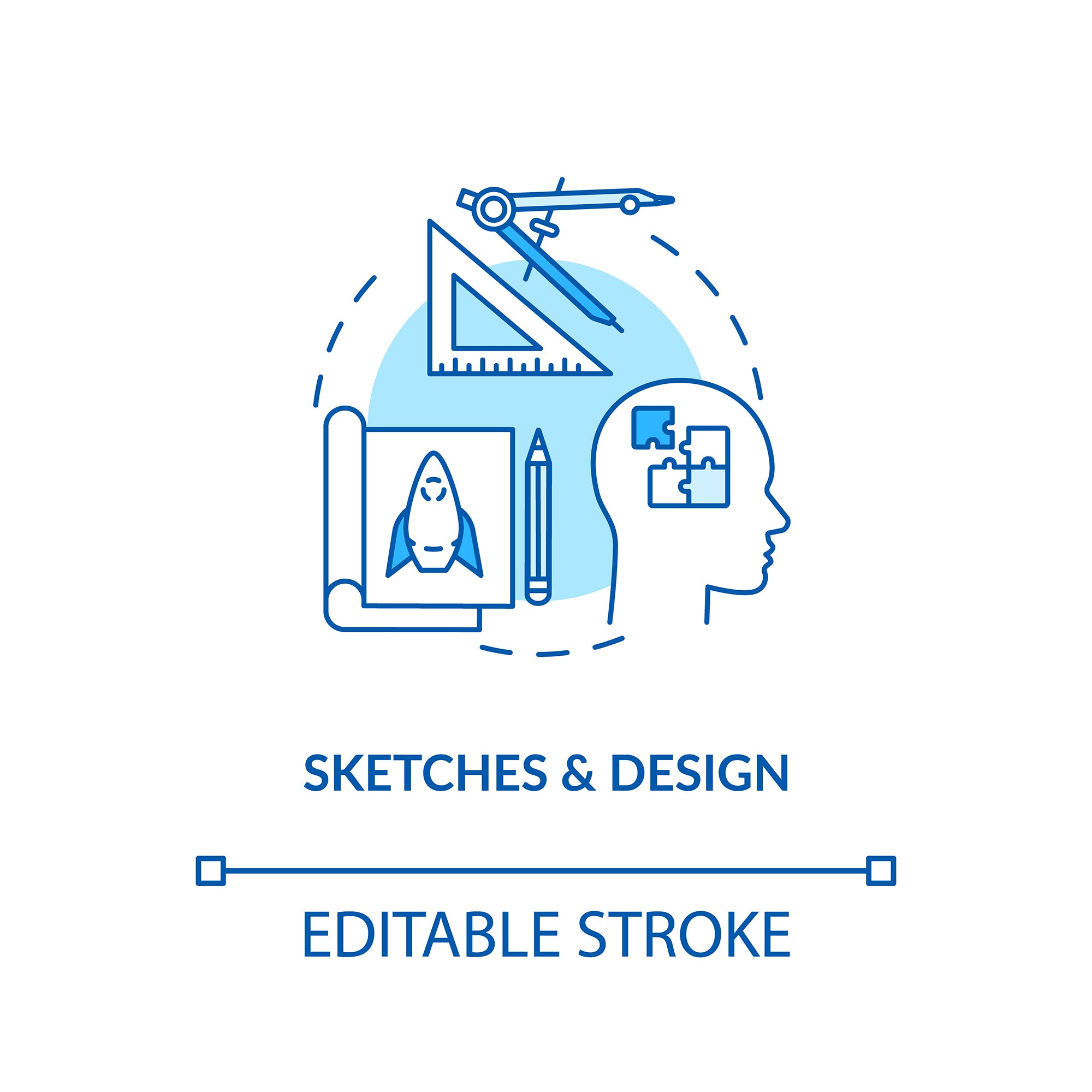 Design studio, workshop concept icons bundle