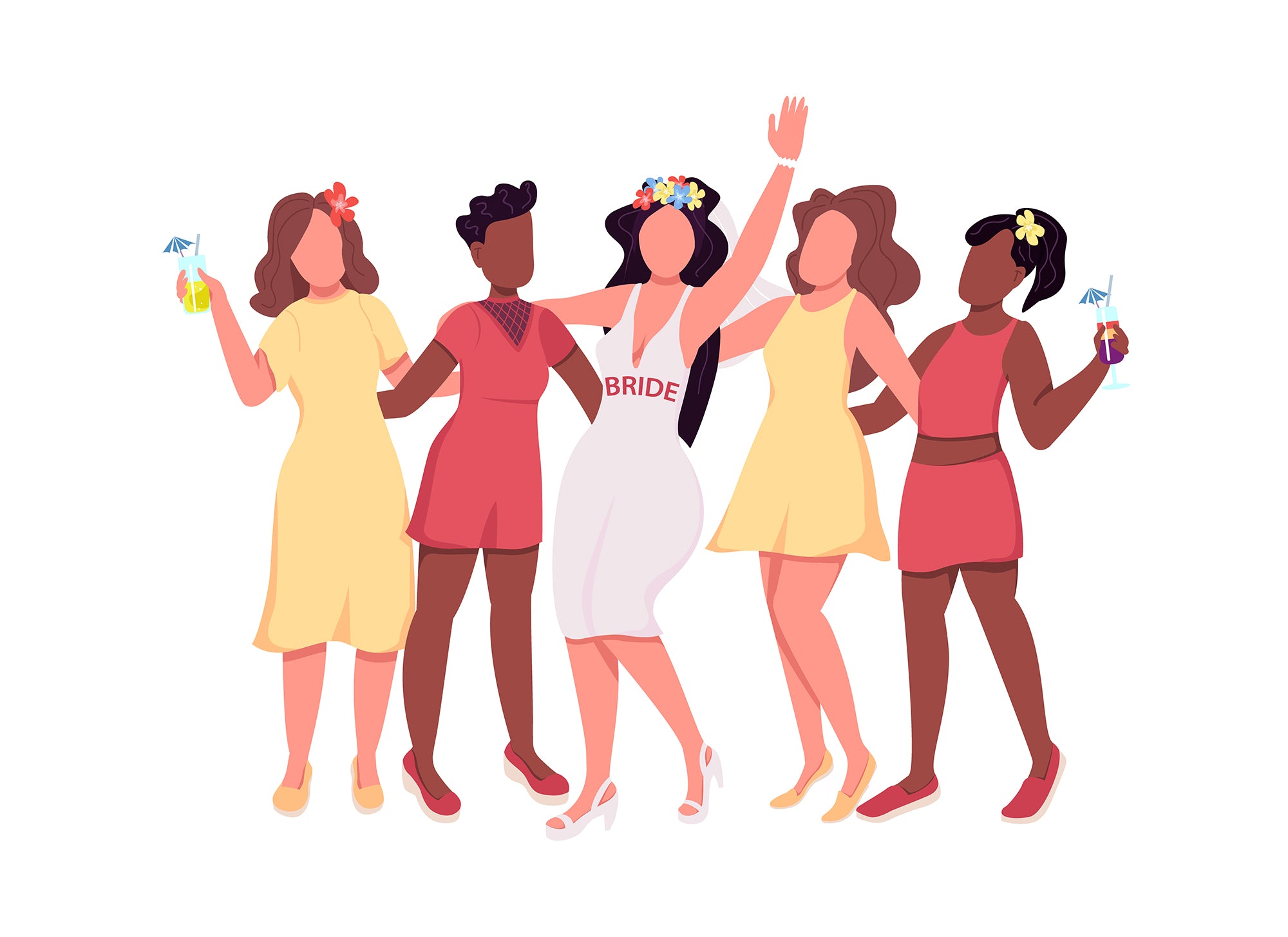 Women communities color vector character bundle