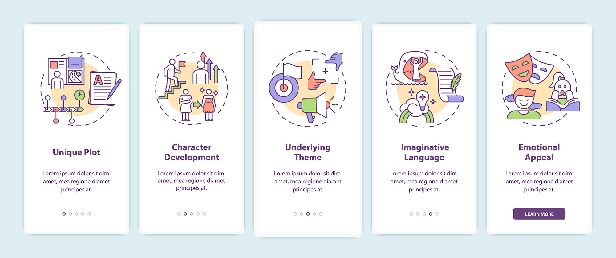 Thinking and creativity onboarding mobile app page screen bundle